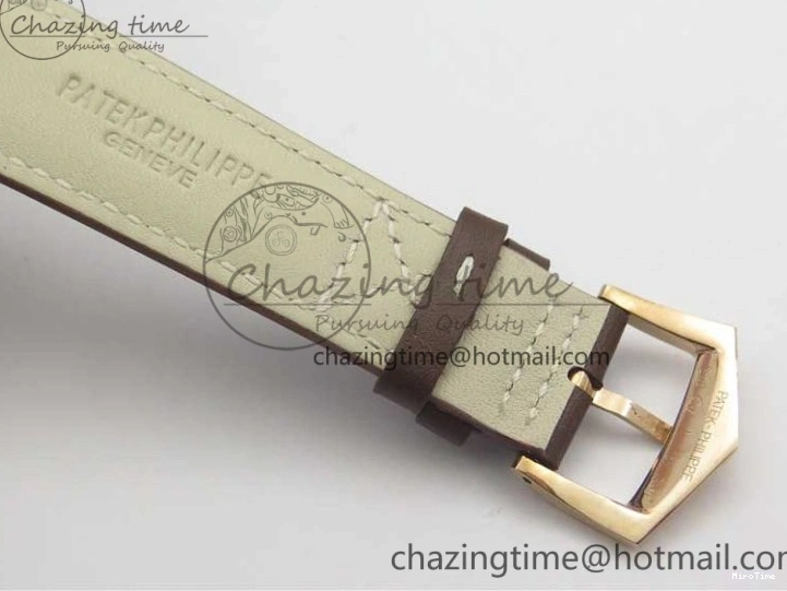 MIROTIME 1219 Calatrava 5524R Pilot Travel Time RG GRF Brown Dial on Brown Leather Strap MIYOTA TopPick 7155